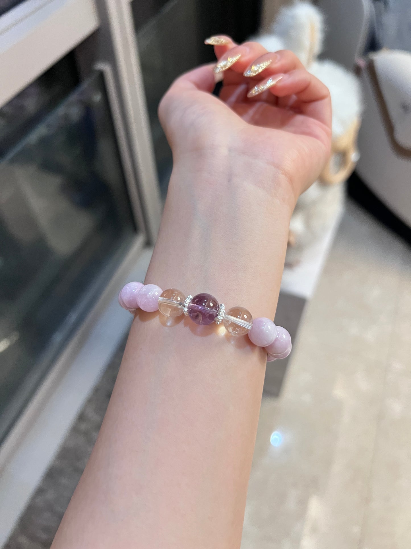 “Amethyst Touch · Natural Crystal Bead Bracelet